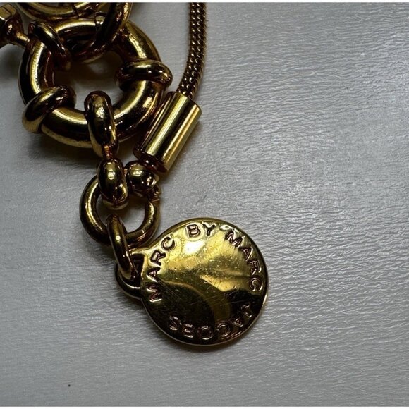 Vintage Red Gold Enamel Geometric Necklace Marc Jacobs Style Statement - Picture 6 of 7